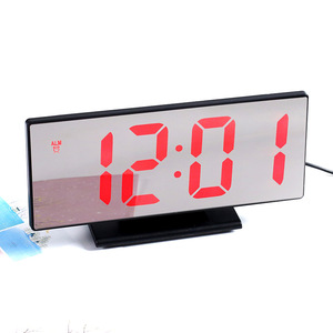 LED钟表电子闹钟台式镜面桌面数字时钟夜光大字体时间显示床头钟