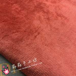 服装DIY布料 进口柔软砖红色立体条纹毛绒灯芯绒 外套打底裤面料