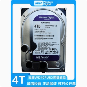 WD/西部数据 WD40PURX/HKVS 4T紫盘监控录像 台式机专用机械硬盘