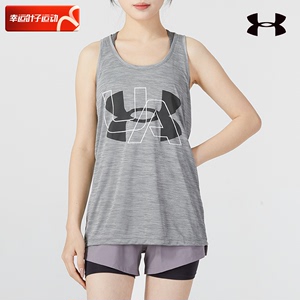 安德玛UA灰色训练背心女夏季新款健身运动服休闲跑步透气无袖T恤