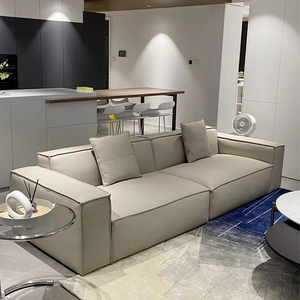 意式极简沙发北欧现代小户型客厅硅胶皮豆腐块三人四人沙发直排
