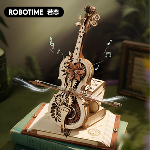 若态若客秘境大提琴八音盒音乐盒拼图模型摆件生日礼物女成人积木