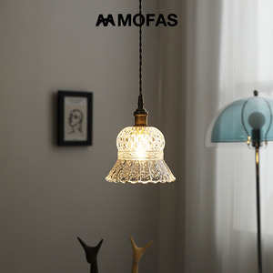 MOFAS北欧复古日式黄铜玻璃小吊灯卧室床头灯吧台民宿餐厅法式灯