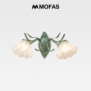 MOFAS法式田园风客厅背景墙复古奶油风创意卧室床头铃兰花朵壁灯