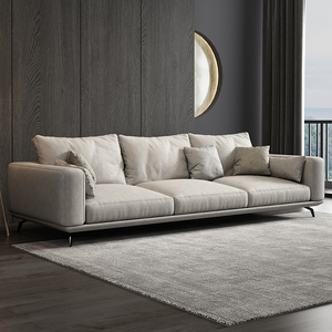 可全拆洗意式极简高端棉麻布艺沙发设计师客厅直排三四人沙发北欧