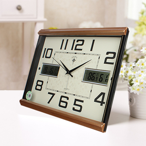 北极星静音卧室床头日历台钟座挂两用闹钟表办公客厅现代方形挂钟