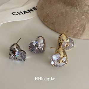 【HHBABY KR】韩国进口爱心锆石耳钉 小众高级感超闪s925银针耳环