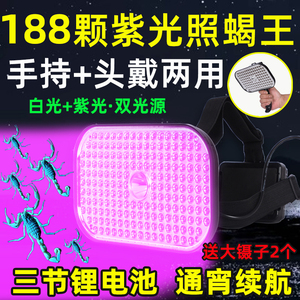 新款188颗紫光灯超亮蝎子灯专用头戴式手持两用充电照蝎子豆虫灯