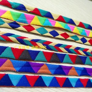 5米民族装饰织带三角菱形混色1公分扁带头饰项链几何发带辅料