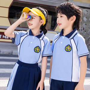 幼儿园园服夏装新款小学生校服六一表演服儿童班服短袖团体演唱服