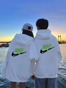 Nike耐克原创美式休闲情侣卫衣重磅纯棉白色带帽秋冬外套男高街潮