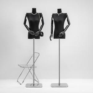 黑色平肩模特道具女装半身假人台服装店直角肩橱窗模特展示架全身