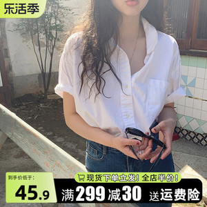 2024夏季短袖白衬衫女早春秋chic小众上衣新款法式设计感衬衣开衫