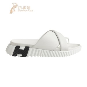 Hermes/爱马仕女鞋白色轻盈纳帕皮和橡胶底夏季凉拖鞋