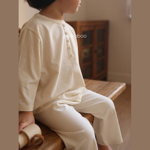 现货韩国进口婴幼童装PEEKABOO纯棉柔软家居服套装简约舒服睡衣