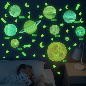 儿童房遮丑的星星球贴纸顶上寝室装饰宇宙星空月球墙贴画夜光墙纸