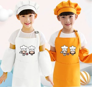 儿童围裙定制logo 幼儿园订做绘画画衣小孩书法厨师表演服diy印字