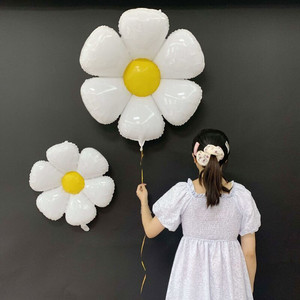 韩国ins大雏菊白色笑脸太阳花鸡蛋花朵铝膜气球宝宝生日派对装饰