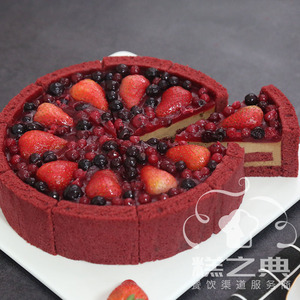 莓仑红丝绒冷冻蛋糕8寸生日蛋糕馥斓餐厅咖啡下午茶甜品零食甜点