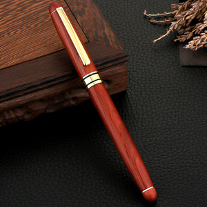 木笔木质签字笔 金属中性笔红木签名笔签单笔 宝珠笔书写练字钢笔