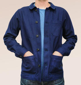 Companion 西班牙職人工坊品牌 14OZ 魚骨紋 法式工裝 夾克 藍染