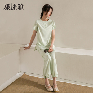 康愫雅瑜伽服宽松禅修服女棉麻居士服两件套女春夏茶人打坐服套装