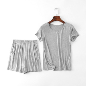 短袖短裤两件套装睡衣女夏季莫代尔薄款家居服圆领半袖瑜伽休闲服