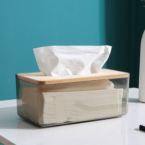 纸巾盒原木盖家用客厅卧室桌面卫生间抽取式简约汽车透明面纸收纳