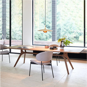 北美黑胡桃餐桌现代极简实木办公书桌简约北欧原木长方形工作餐台