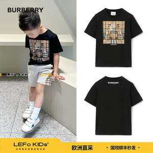 现货 BURBERRY童装 秋冬新款经典格纹小熊棉质短袖T恤 欧洲直采