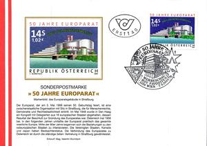 奥地利 1999 欧洲理事会成立50周年邮票 建筑 1全首日封