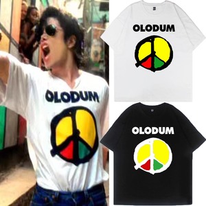迈克尔杰克逊同款短袖和平与爱反战OLODUM音乐摇滚纯棉宽松T恤夏