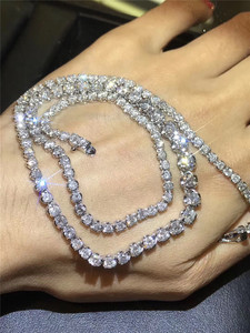 满钻经典款18K白金镶嵌珠宝10克拉钻石女士项链 火彩好链长42厘米