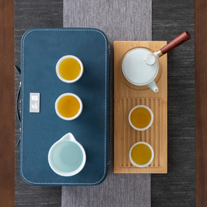 德化侧把壶茶艺教学影青陶瓷旅行功夫茶具套装礼品定制logo茶杯