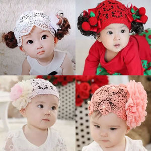 韩版婴儿发带头饰花女宝宝假发头饰儿童公主刘海卷发辫子周岁拍照