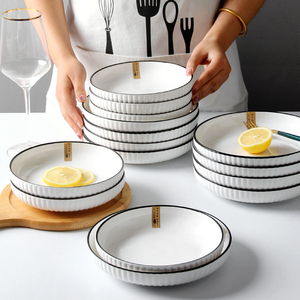 盘子6个装 陶瓷碟子菜盘日式釉下彩创意家用菜碟汤盘餐具套装特价