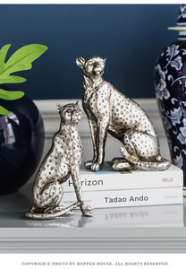 SOLO HOUSE出口美国复古银色豹黑豹动物系列装饰摆件桌面礼品