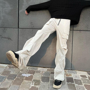 美式高街UNCERTAIN FACTOR风格解构3D剪裁裤喇叭工装休闲裤男潮牌