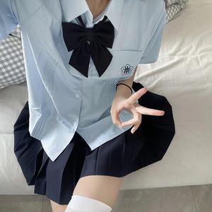 小岚中jk衬衫女短袖夏季原创日系学院风白水色衬衣jk制服套装班服