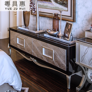 粤具惠 新古典后现代卧室家具 实木钢琴烤漆香槟银厅柜 电视柜