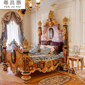 意大利风格双人床欧式实木雕花别墅主卧床奢华皇帝床宫廷1.8m婚床