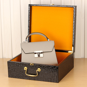 30*28*13高档箱包包装盒 鳄鱼纹PU皮质礼品盒 木质中纤板皮包皮盒