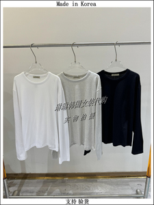 琳琳韩国女装代购A POINT进口2024春季基础款净色棉质长袖宽松T恤