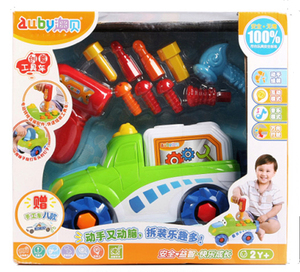 包邮全新澳贝创意工具车463452奥贝auby电动拆装模型语音儿童玩具