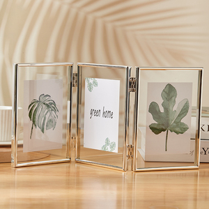 双面透明三联组合定制摆台5寸6照片相框7寸8折叠玻璃相册框架三连