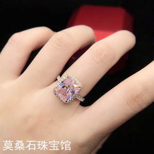 浪漫粉钻系列进口莫桑钻石5克拉戒指纯18K白金Au750指环唯美奢华