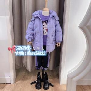 F2ACB4253 mini peace太平鸟童装正品2021冬季新款女童紫色羽绒服