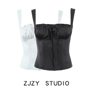 ZR 欧美风 ZA女装法式小众性感辣妹胸前系带束腰吊带背心显瘦上衣