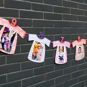 新款衣服女孩十二月晒宝宝照片横幅 生日墙上装饰 领结男孩 拉旗