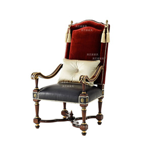 美式新古典休闲椅英式亚历山大将军椅欧式复古沙发椅子老虎椅书椅